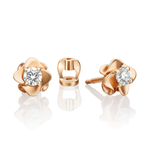 Серьги-пусеты из красного золота с бриллиантом 02-0922-00-101-1110-30