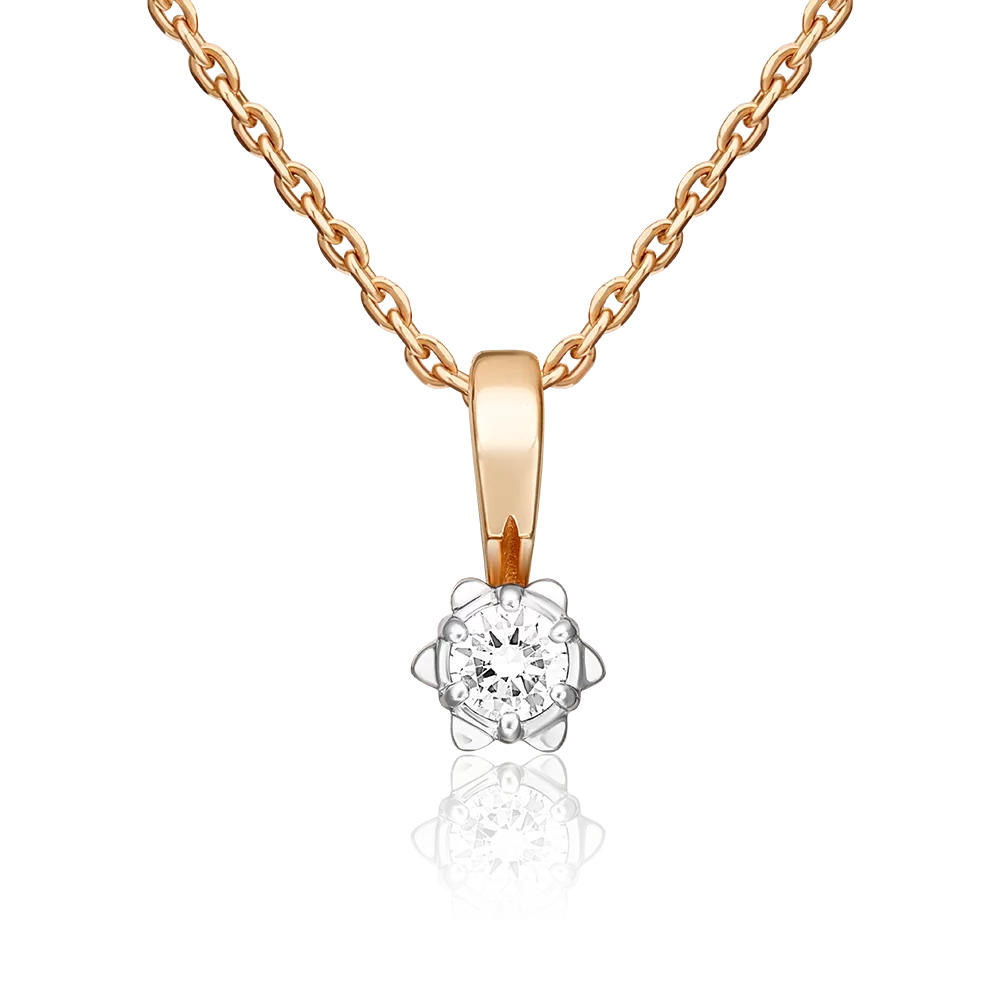 Подвеска из комбинированного золота с бриллиантом 03-0246-00-101-1111-30