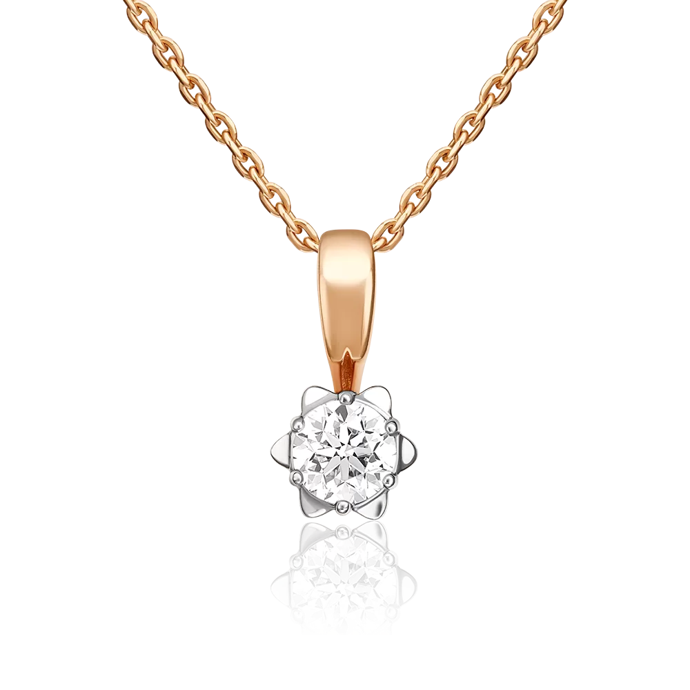 Подвеска из комбинированного золота с бриллиантом 03-0256-00-101-1111-30