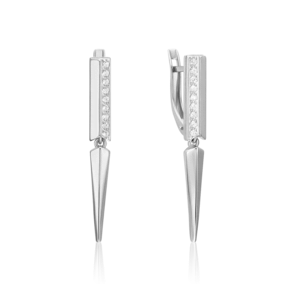 Серьги с английским замком из белого золота с фианитами 02-5120-00-401-1120