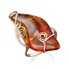 Кольцо из красного золота с янтарём 01-4870-00-271-1110-46