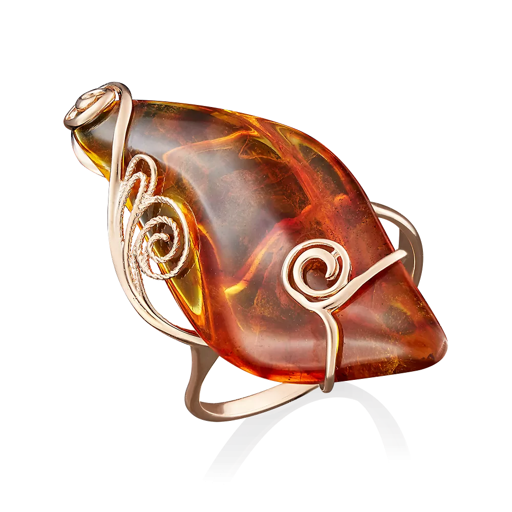 Кольцо из красного золота с янтарём 01-4870-00-271-1110-46