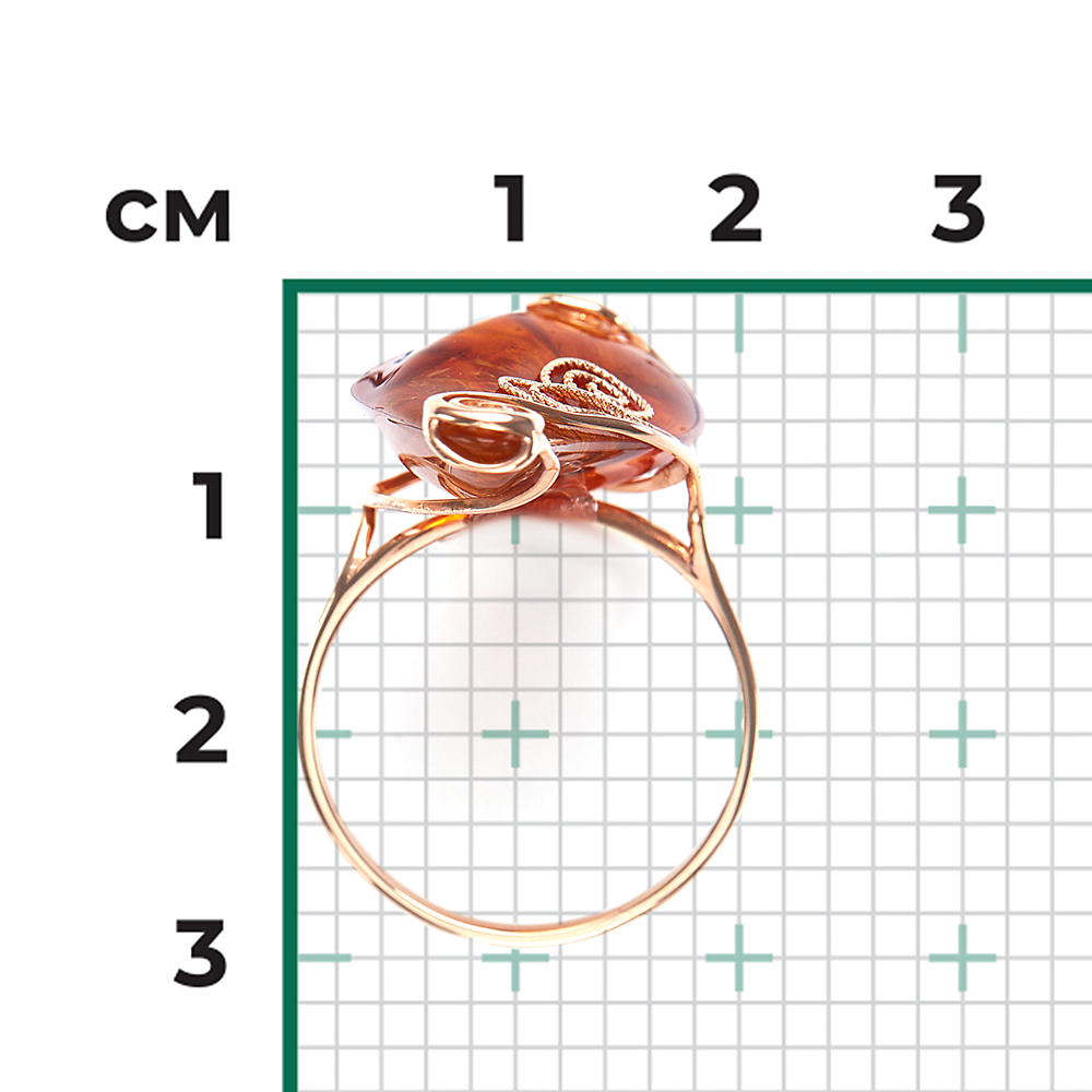 Кольцо из красного золота с янтарём 01-4870-00-271-1110-46