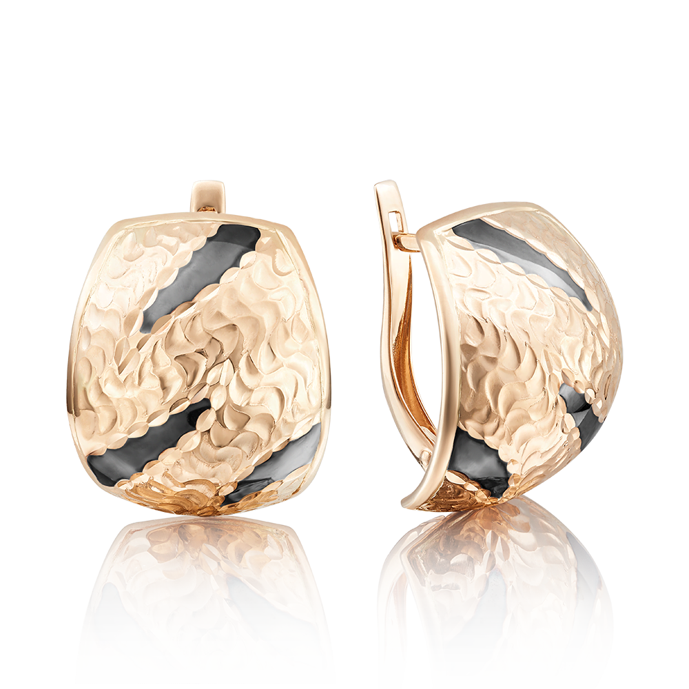 Серьги с английским замком из красного золота с алмазной гранью 02-3716-00-000-1110-04