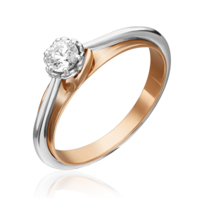 Помолвочное кольцо из комбинированного золота с фианитом 01-5305-00-401-1111