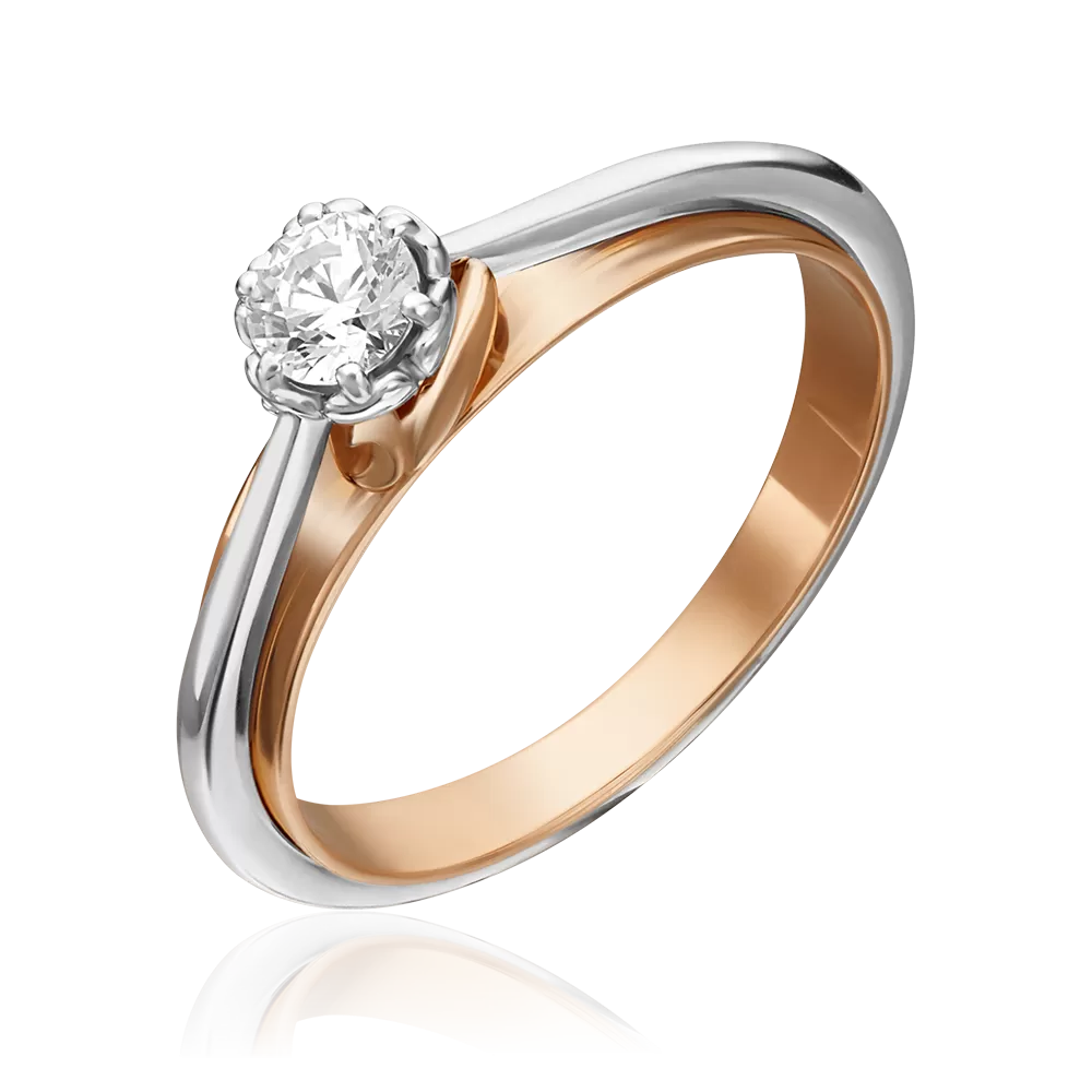 Помолвочное кольцо из комбинированного золота с фианитом 01-5305-00-401-1111