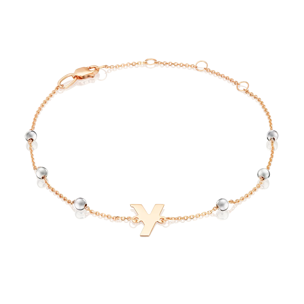 Браслет «Буква У» из комбинированного золота 05-0849-У-000-1111