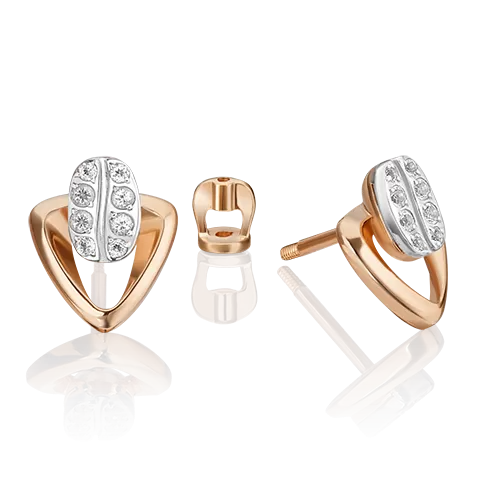 Серьги-пусеты из комбинированного золота с натуральными топазами white 02-4915-00-201-1111