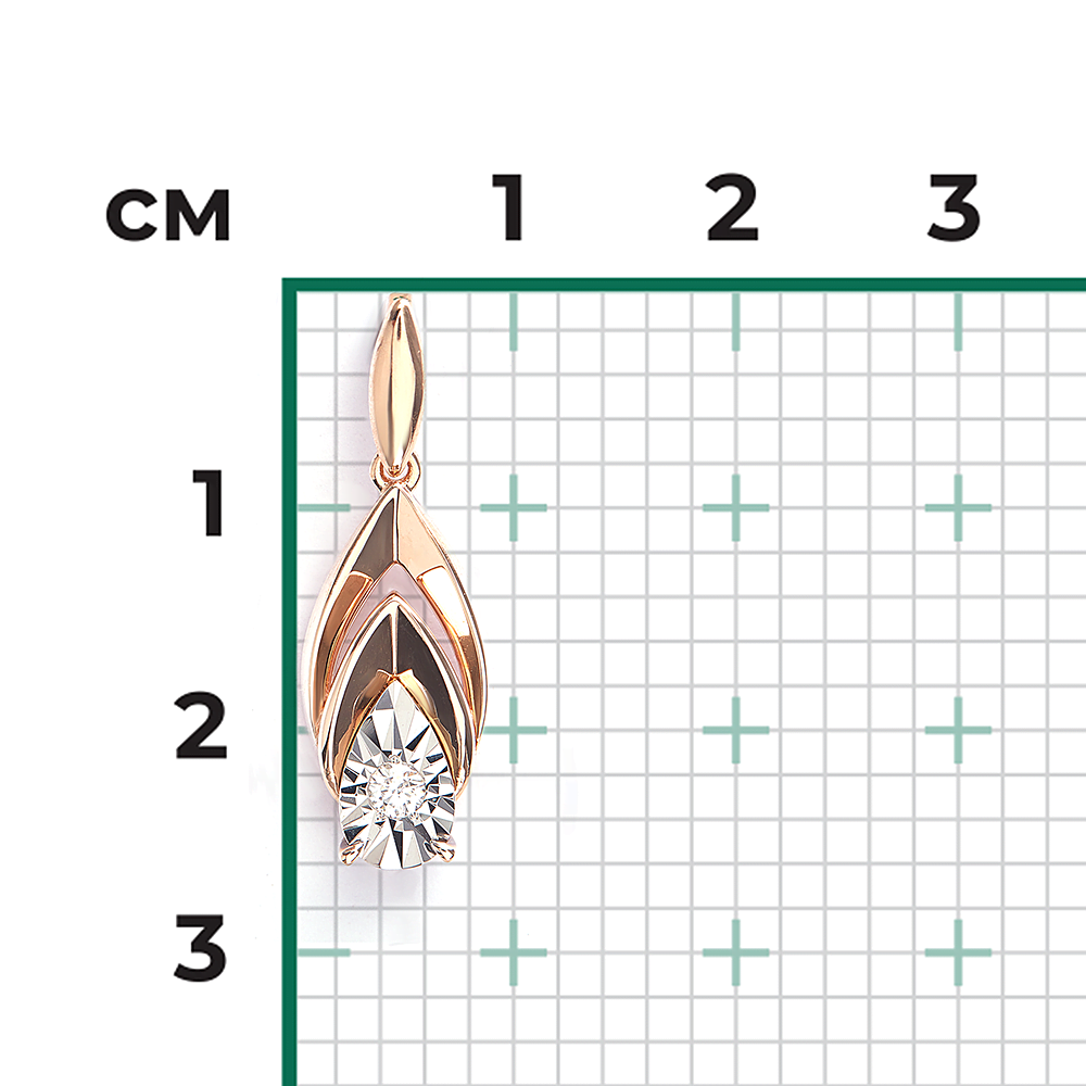 Подвеска из комбинированного золота с бриллиантом 03-3471-00-101-1111