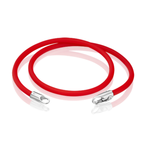 Браслет-соул из серебра с красным полиуретановым шнуром 05-0763-06-000-0200