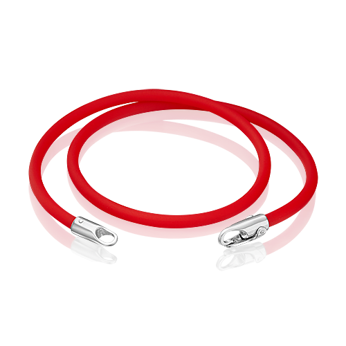 Браслет-соул из серебра с красным полиуретановым шнуром 05-0763-06-000-0200