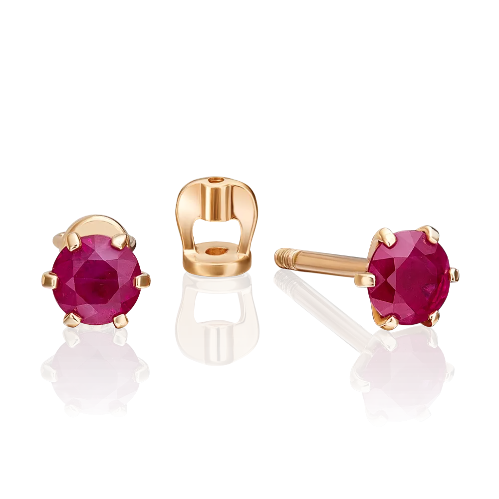 Серьги-пусеты из красного золота с рубином 02-0359-00-104-1110-30