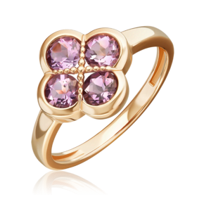 Кольцо «Клевер» из красного золота с аметистами 01-5908-00-203-1110