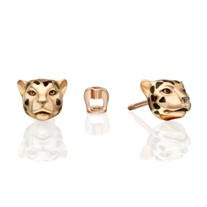 Серьги-пусеты «Леопарды» из красного золота с эмалью 02-5502-00-000-1110