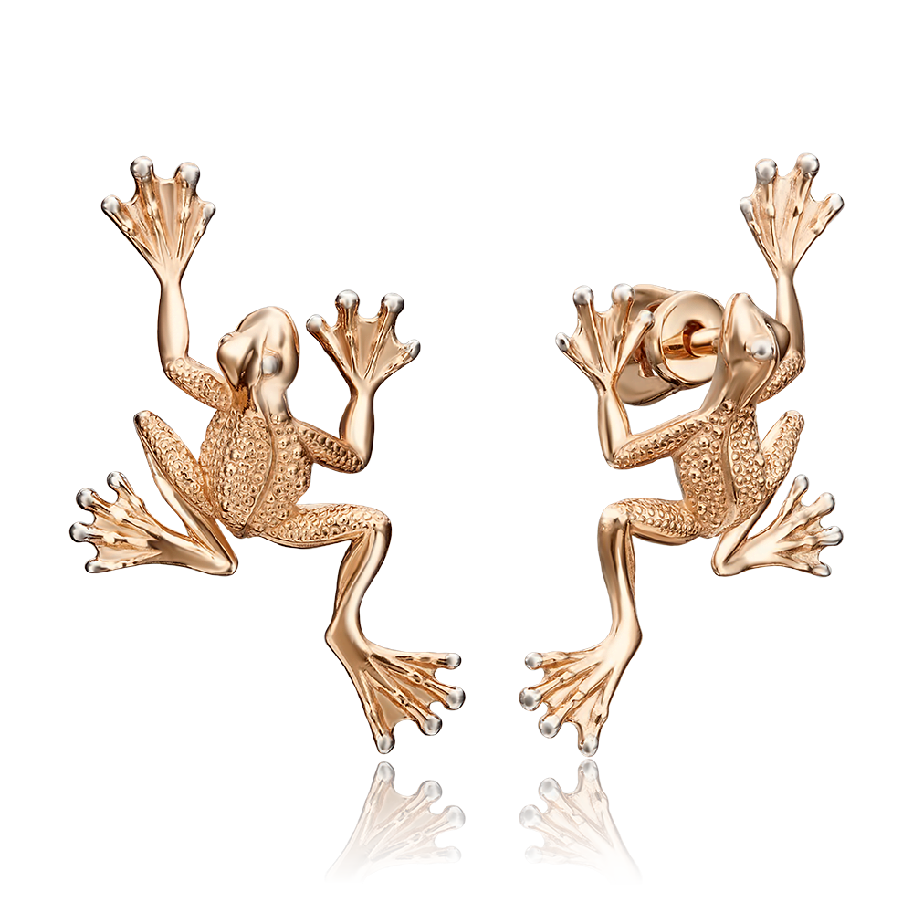 Серьги-пусеты «Лягушки» из красного золота 02-4357-00-000-1110-42