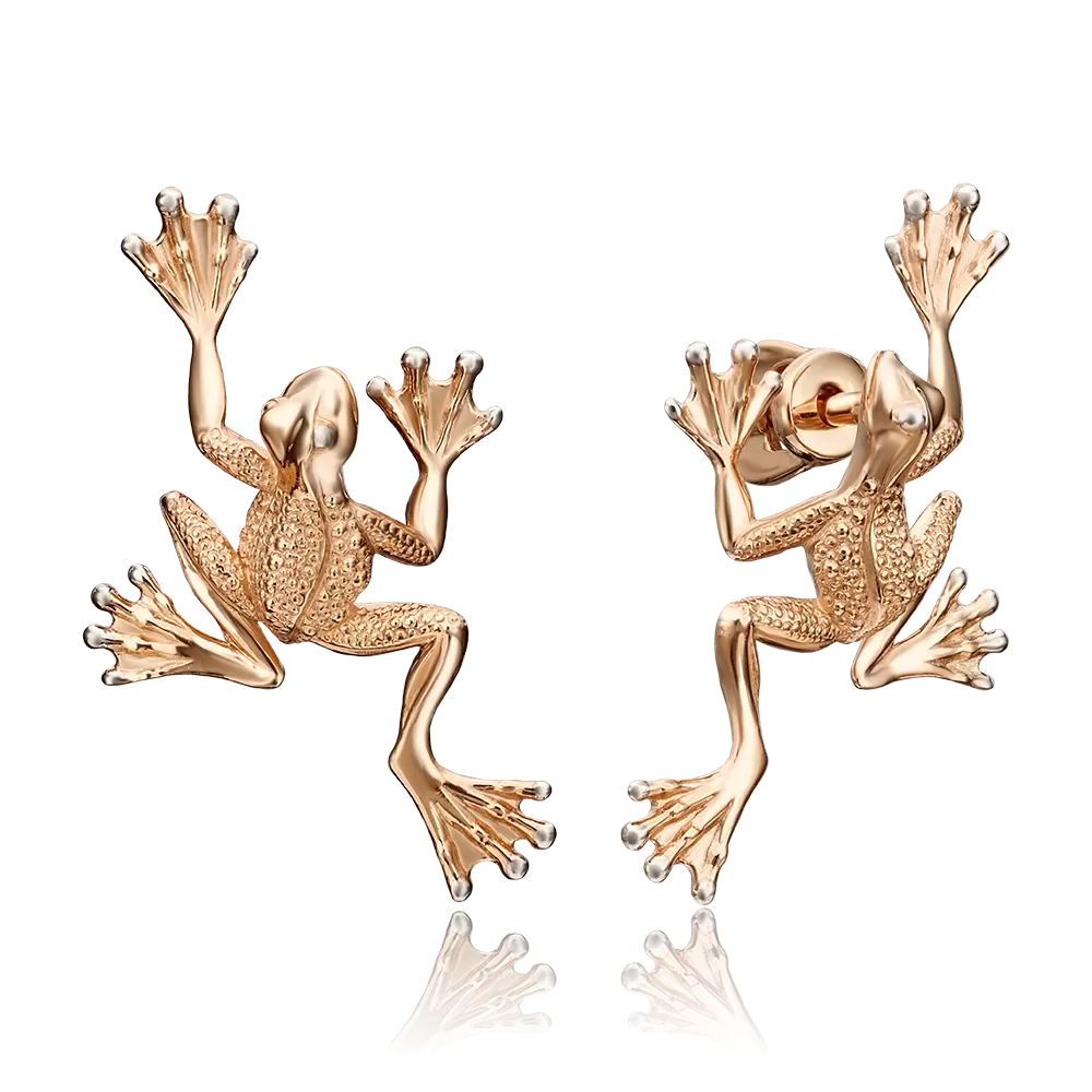 Серьги-пусеты «Лягушки» из красного золота 02-4357-00-000-1110-42