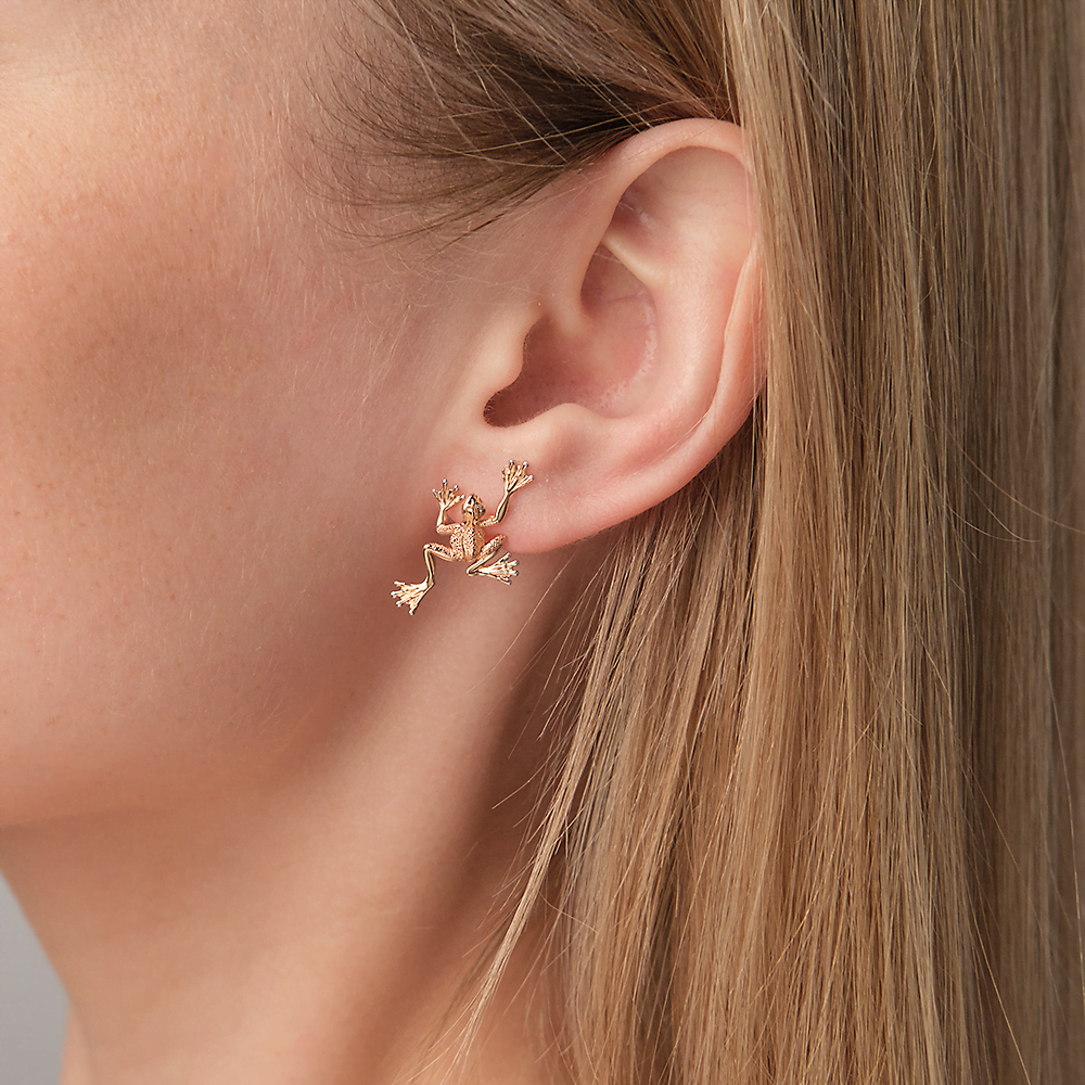 Серьги-пусеты «Лягушки» из красного золота 02-4357-00-000-1110-42