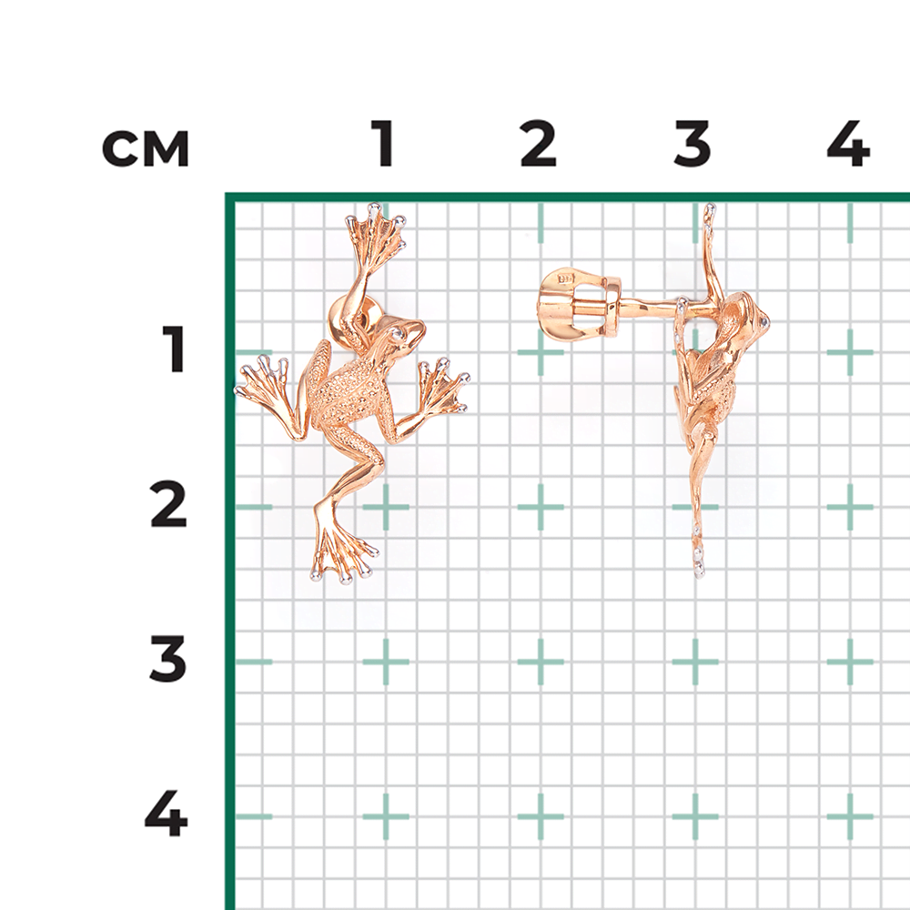 Серьги-пусеты «Лягушки» из красного золота 02-4357-00-000-1110-42