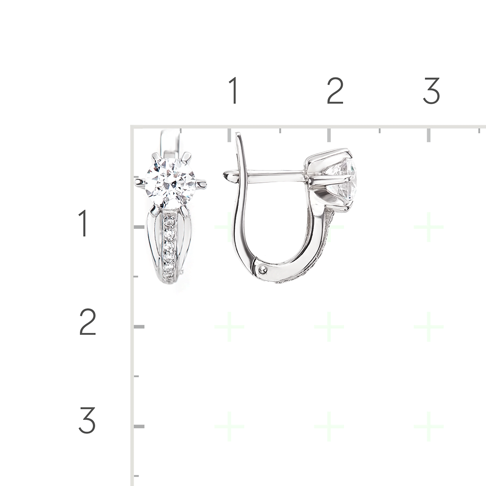 Серьги с английским замком из серебра с фианитами 02-2058-00-401-0200