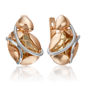 Серьги с английским замком из комбинированного золота 02-4274-00-000-1113-65