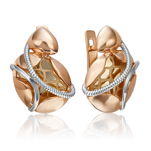 Серьги с английским замком из комбинированного золота 02-4274-00-000-1113-65