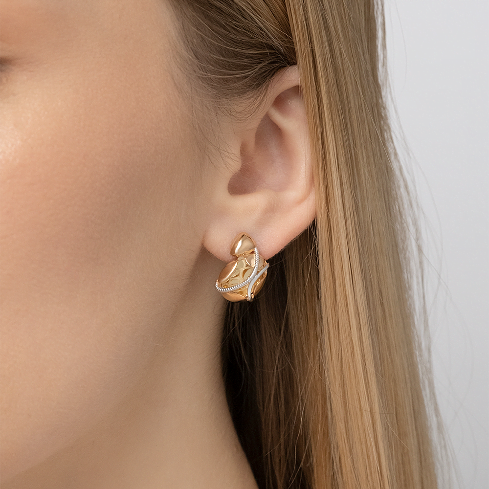 Серьги с английским замком из комбинированного золота 02-4274-00-000-1113-65