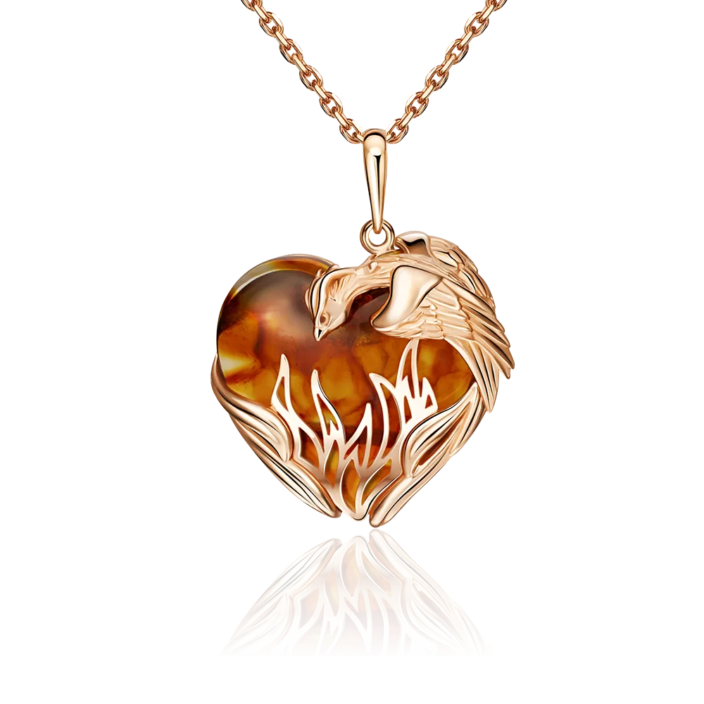 Подвеска «Феникс» из красного золота с янтарём 03-2902-00-271-1110-46