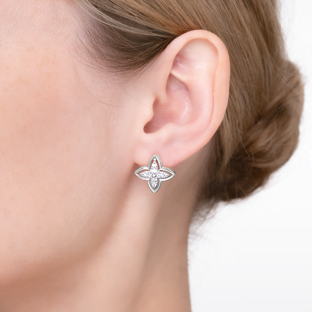 Серьги с английским замком из белого золота с фианитами 02-5511-00-401-1120