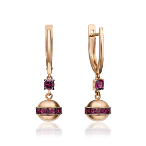 Серьги с английским замком из красного золота с гранатами 02-4561-00-204-1110-46