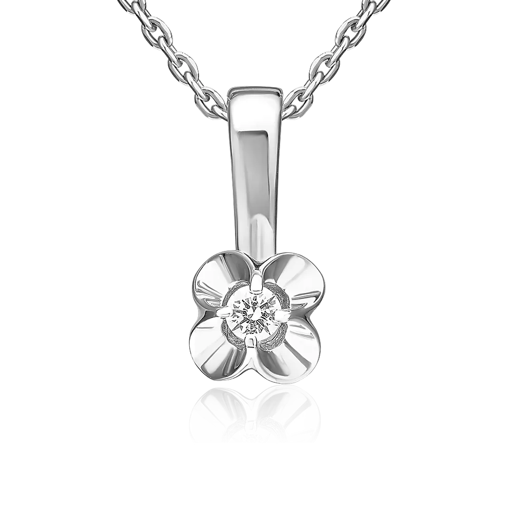 Подвеска из белого золота с бриллиантом 03-3523-00-101-1120