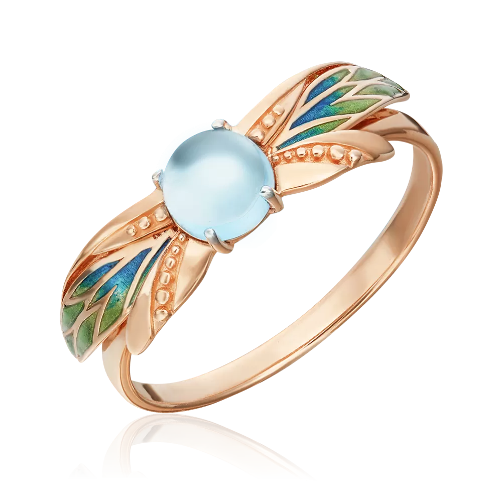 Кольцо «Стрекоза» из красного золота с топазом и эмалью 01-5455-00-201-1110-57