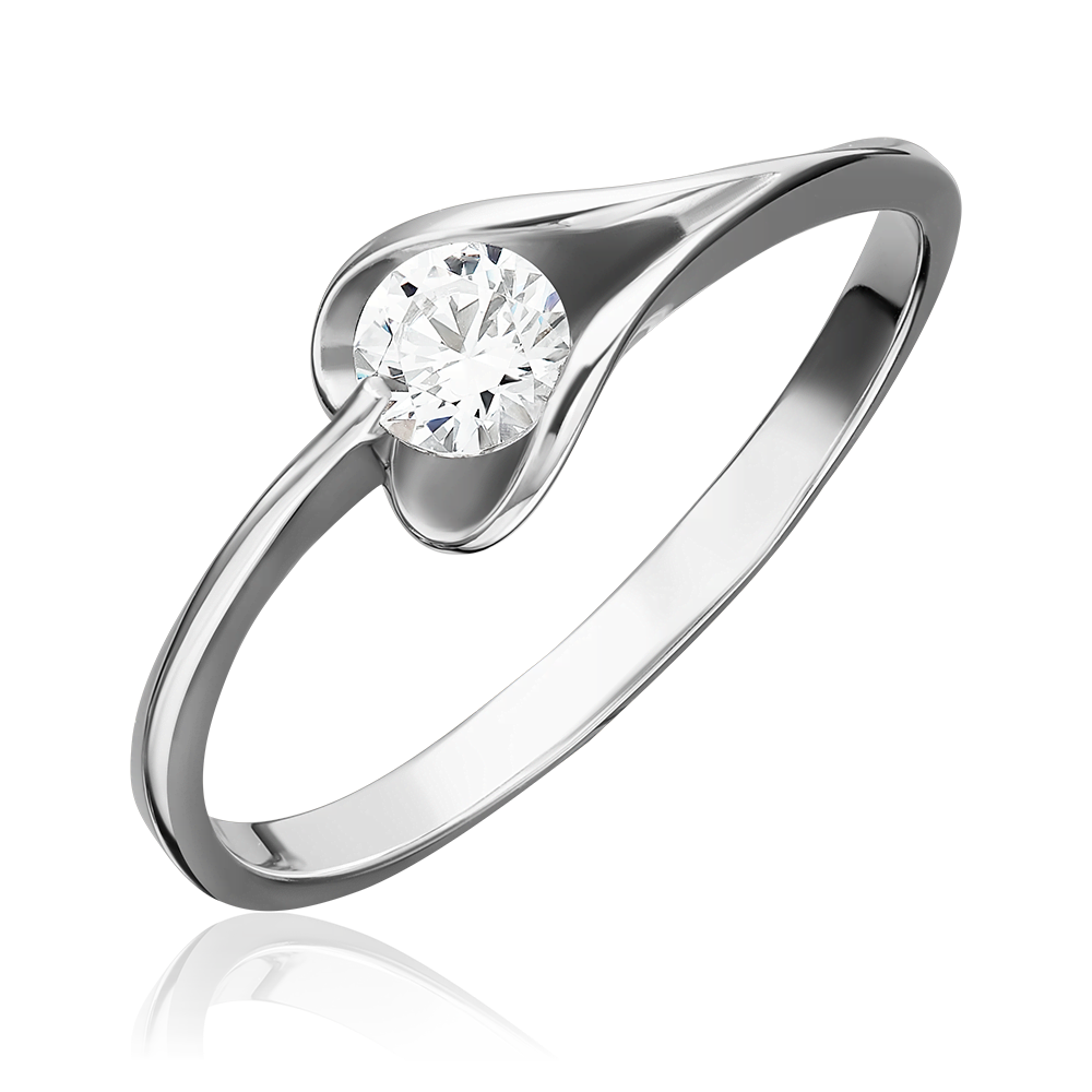 Кольцо из белого золота с фианитом 01-4969-00-501-1120-38