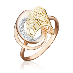 Кольцо из комбинированного золота с фианитами 01-4971-00-401-1113-48