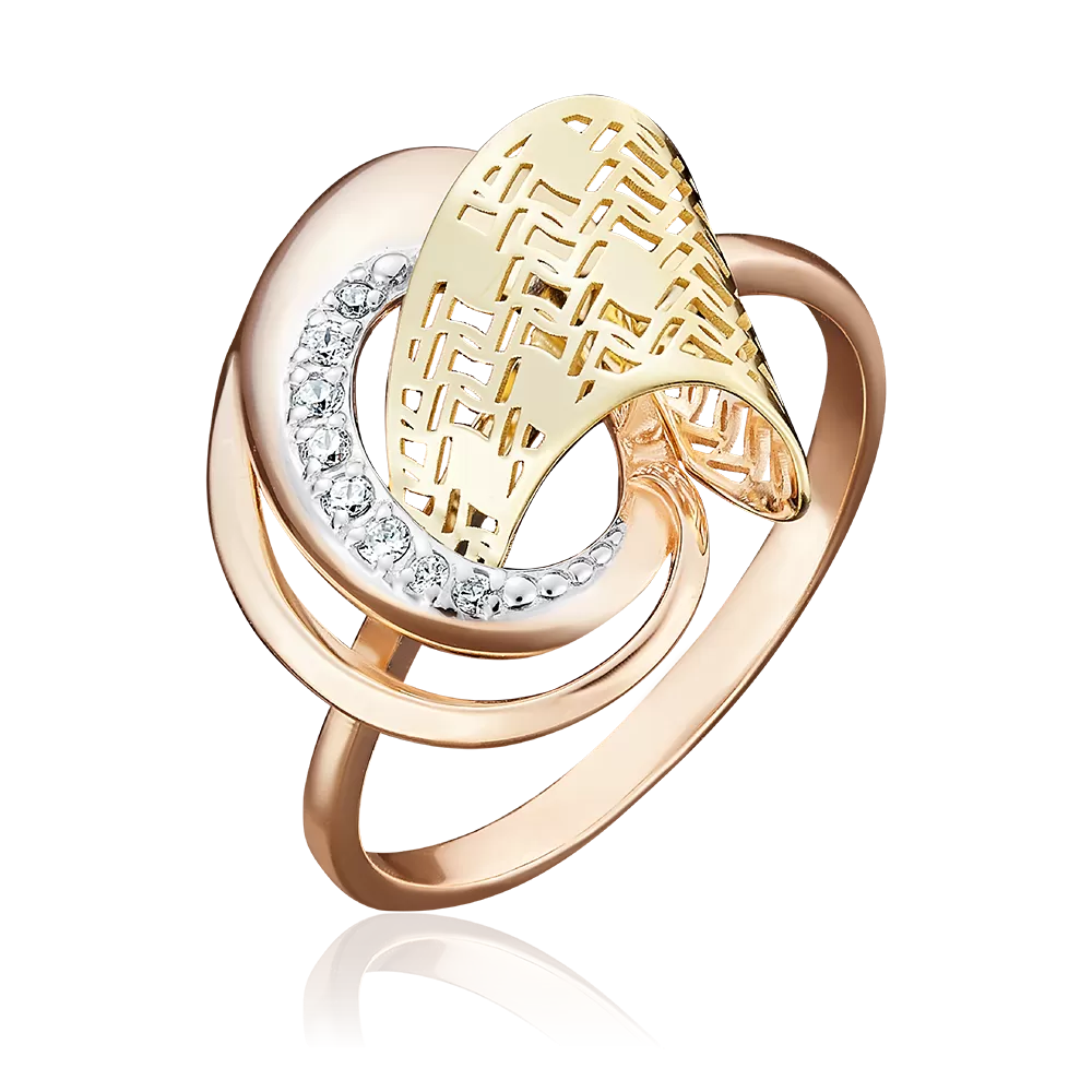 Кольцо из комбинированного золота с фианитами 01-4971-00-401-1113-48