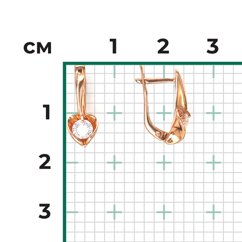 Серьги с английским замком из красного золота с бриллиантом 02-3844-00-101-1110-30