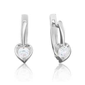 Серьги с английским замком из белого золота с фианитом 02-3844-00-501-1120-38