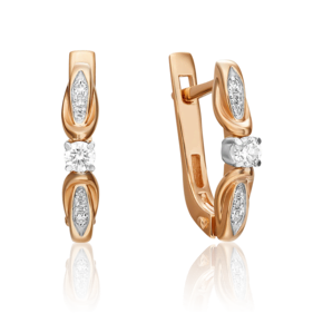 Серьги с английским замком из комбинированного золота с бриллиантами 02-3845-00-101-1111-30