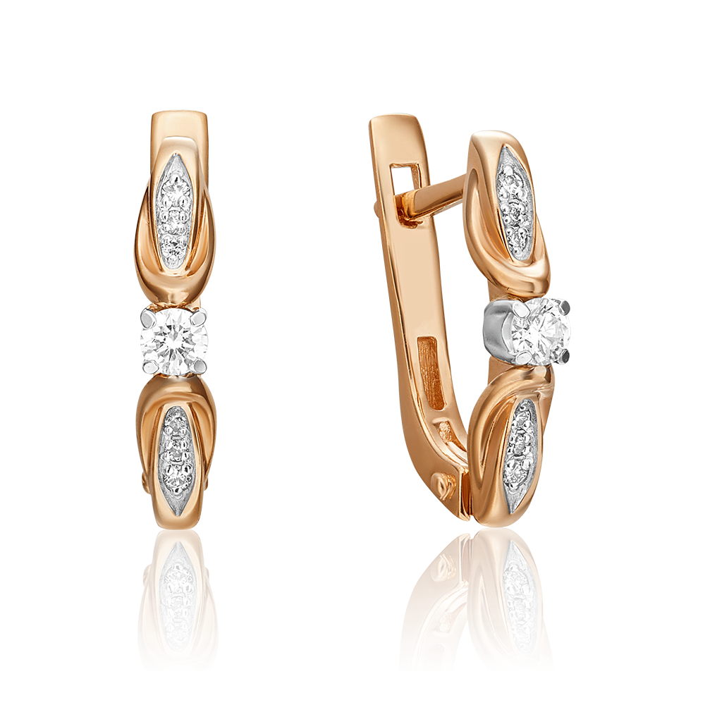 Серьги с английским замком из комбинированного золота с бриллиантами 02-3845-00-101-1111-30