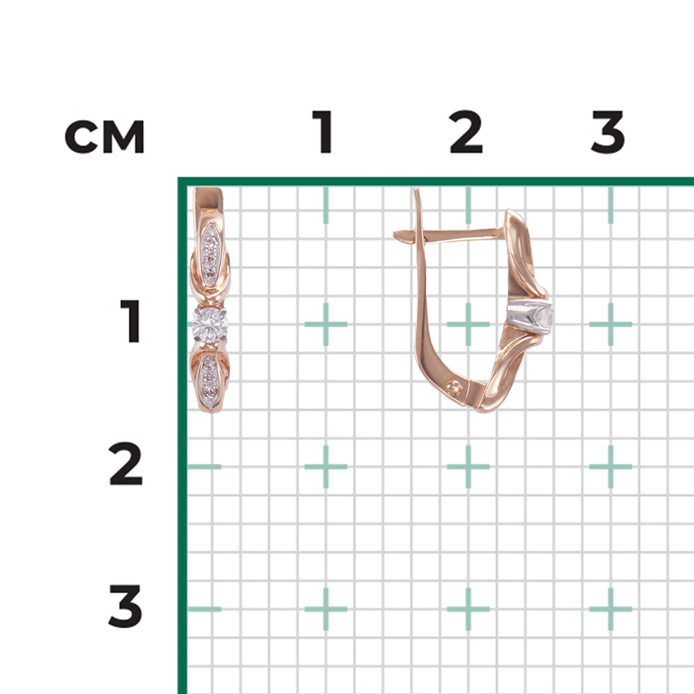 Серьги с английским замком из комбинированного золота с бриллиантами 02-3845-00-101-1111-30