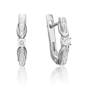 Серьги с английским замком из белого золота с бриллиантами 02-3845-00-101-1120-30