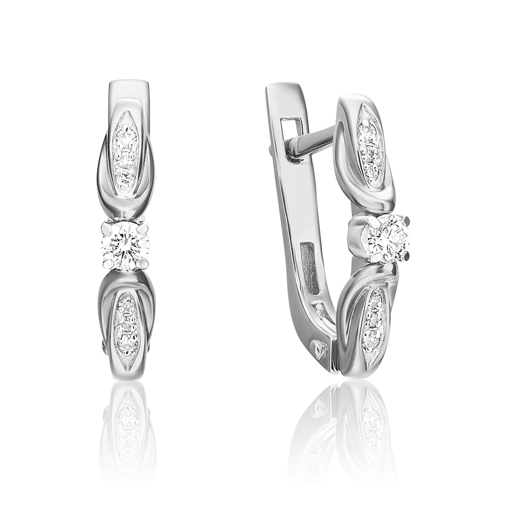 Серьги с английским замком из белого золота с бриллиантами 02-3845-00-101-1120-30