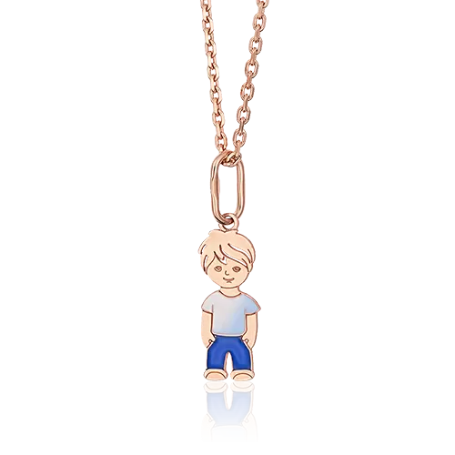 Подвеска «Мальчик» из красного золота с эмалью 03-2622-00-000-1110-25