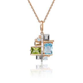 Подвеска из комбинированного золота с топазами и хризолитом 03-2882-00-243-1111-46