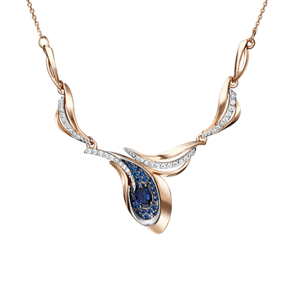 Колье из красного золота с сапфирами и бриллиантами 07-0203-00-105-1110-30