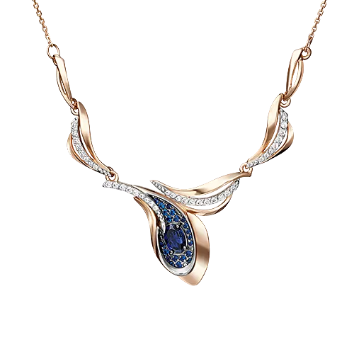 Колье из красного золота с сапфирами и бриллиантами 07-0203-00-105-1110-30