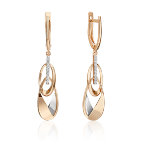 Серьги «Сияние» с английским замком из комбинированного золота с натуральными топазами white 02-4822-00-201-1111