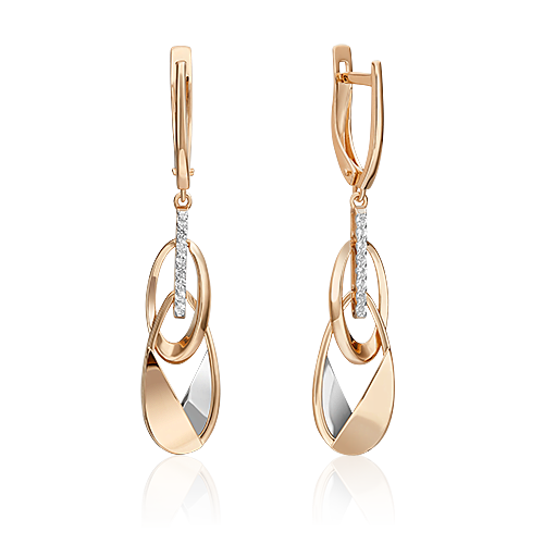 Серьги «Сияние» с английским замком из комбинированного золота с натуральными топазами white 02-4822-00-201-1111