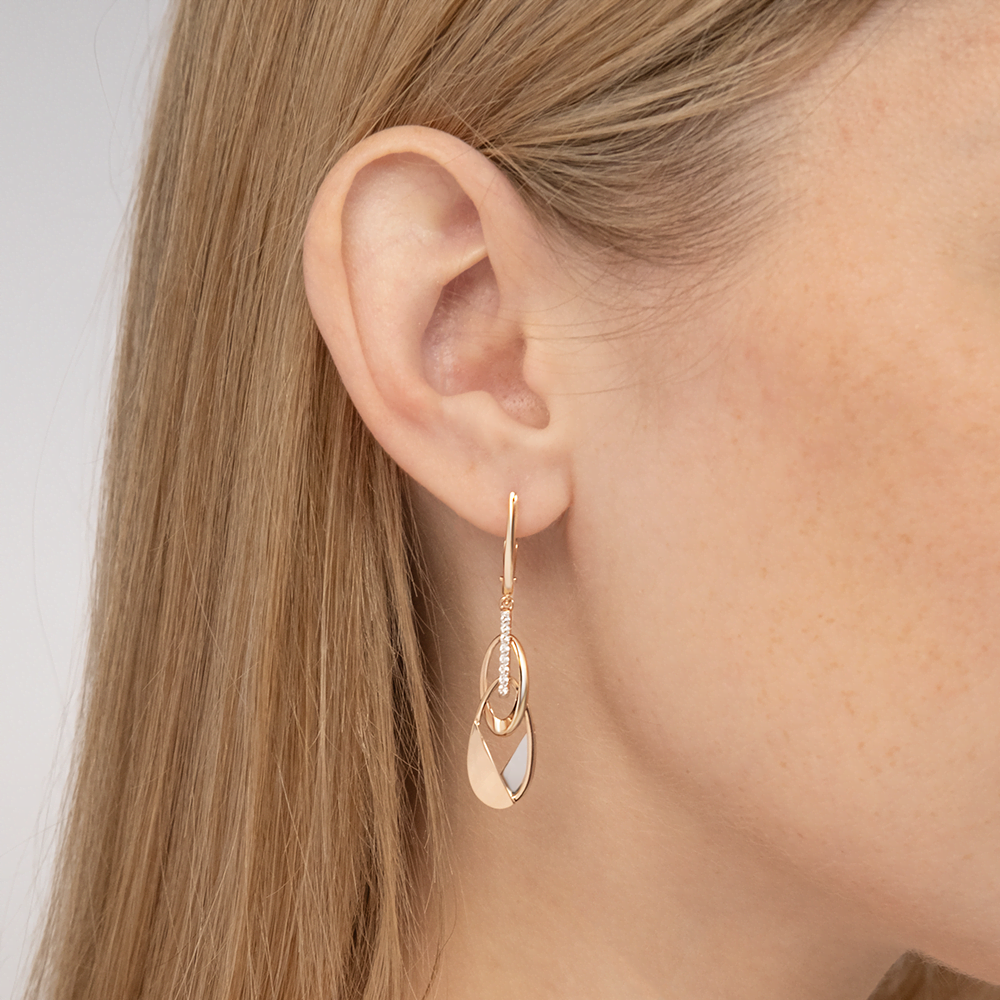 Серьги «Сияние» с английским замком из комбинированного золота с натуральными топазами white 02-4822-00-201-1111