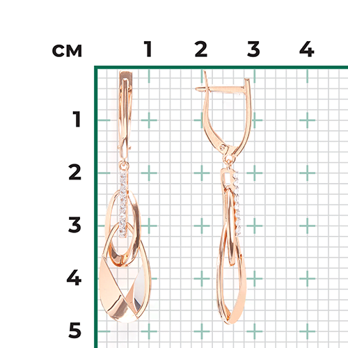 Серьги «Сияние» с английским замком из комбинированного золота с натуральными топазами white 02-4822-00-201-1111