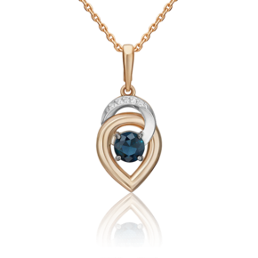 Подвеска из комбинированного золота с сапфиром и бриллиантами 03-3453-00-105-1111